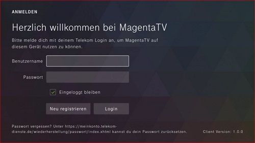 Anmeldung bei MagentaTV