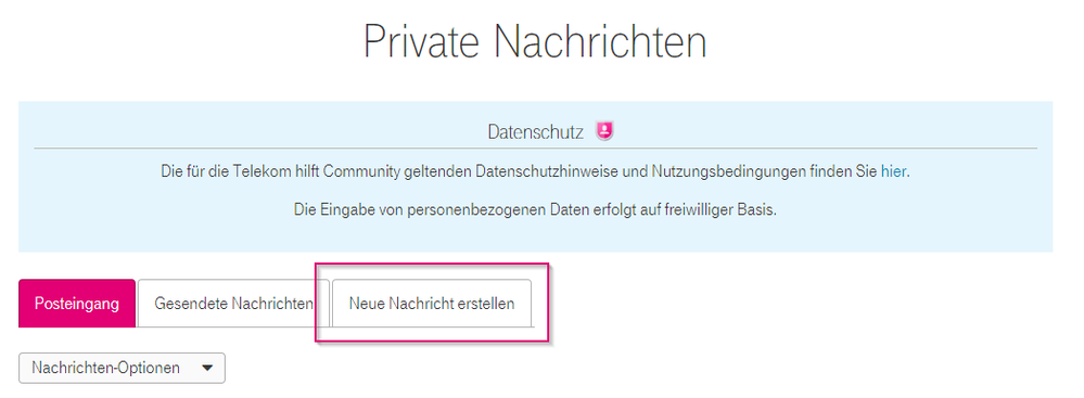 Private Nachrichten - Posteingang