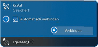 Für eine erneute bequeme Verbindung zum WLAN aktivieren Sie die automatische Verbindung.