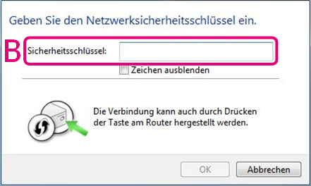 WLAN-Schlüssel eingeben