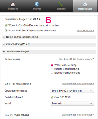 W 724V: WLAN-Werkseinstellungen