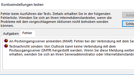 Fehlermeldung nach Test