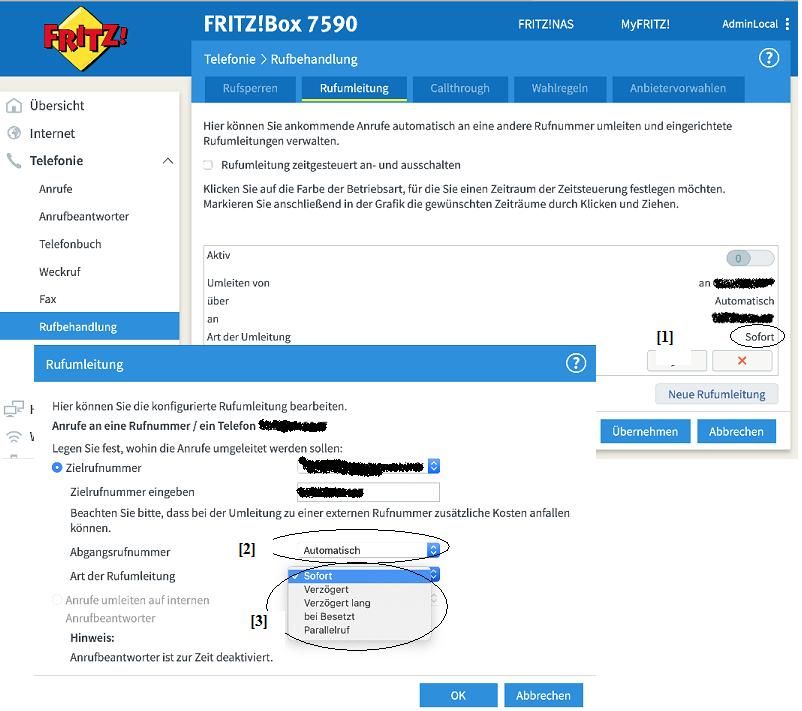 Konfiguration der Rufumleitung